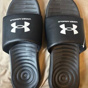 Under Armour Black Slide Sandals with Logo